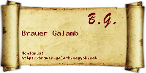 Brauer Galamb névjegykártya